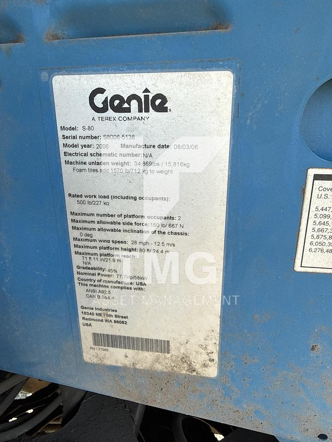 Used 2006 Genie S-80 Man Lift