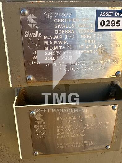 Used Horizontal Separator 6'x20', 150 PSI, 3 Ph, Skidded, Housed