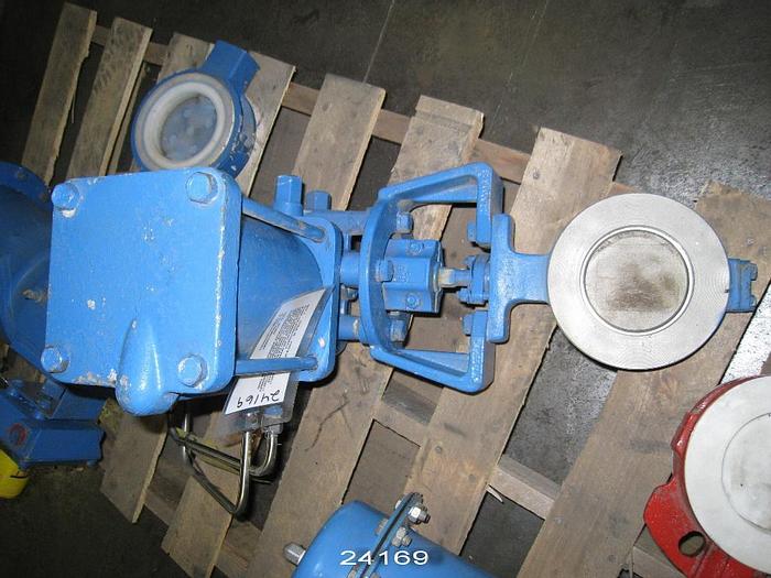 Used Neles Jamesbury  4" Neles Jamesbury Air Operated Butterfly Valve, Stainless Steel 316 Body, Stainless Steel 329 Shaft, Stainless Steel 316 Butterfly, Seat Inc 825 Cp, 150 Lb Rating, Neles Jamesbury St-200B Actuator, Neles Jamesbury Ne 724/S0 Positioner