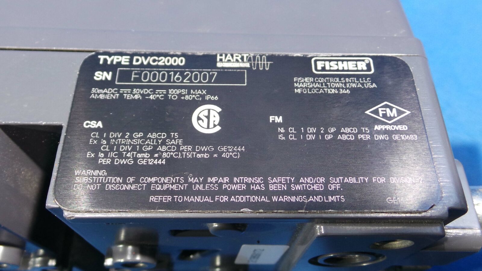 Used FISHER DVC2000 Controller, DVC2000 / FIELDVUE / Fisher / With Fisher Pressure Regulator FS-67CFR-224