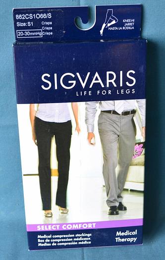 Used Sigvaris S1 Compression Socks Stocking Knee-Hi 20-30 mmHg 862CS1066/S Black New