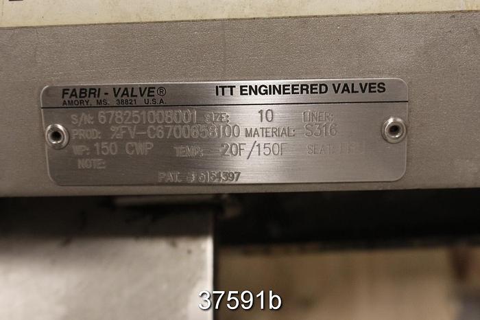 Used Fabri 10" Hand Operated Knife Gate Valve #37591