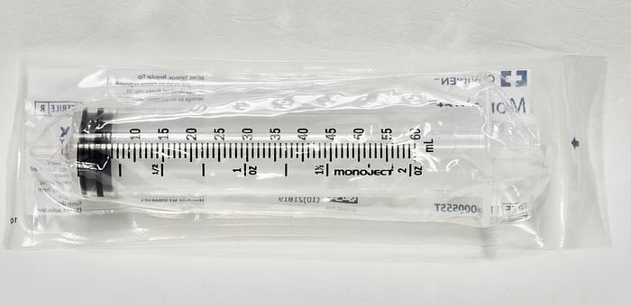 Covidien General Purpose Syringe Monoject 60 mL Individual Pack Luer Slip Tip Without Safety, 1186000555T
