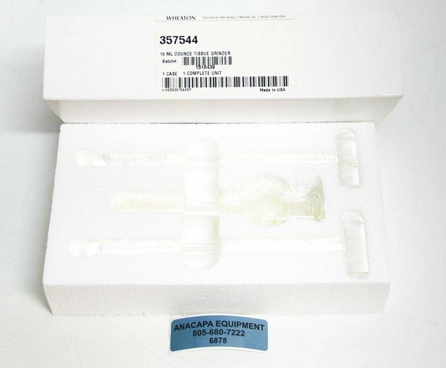 Used Wheaton 357544 Dounce Tissue Grinder 15ml Complete Unit NEW (6878)