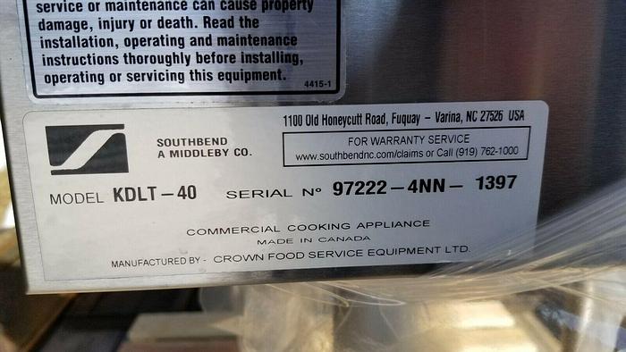 CROWN SOUTHBEND #KDLT-40, 40 GAL. TILTING "DIRECT" STEAM KETTLE (#768), BRAND NEW !