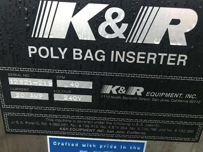 Used K & R Polybag Inserter System w/Integrated Case Erector