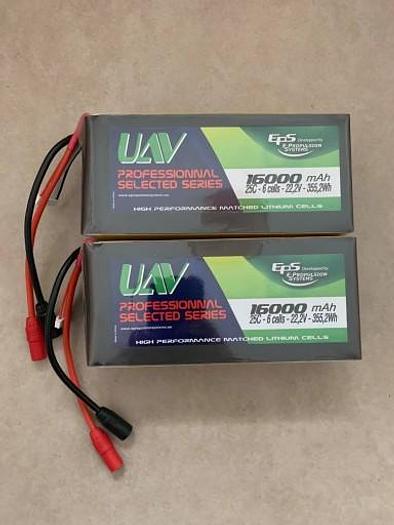 Used 16000mAh 22.2V 25C - 6 cells 355.2Wh UAV EPS