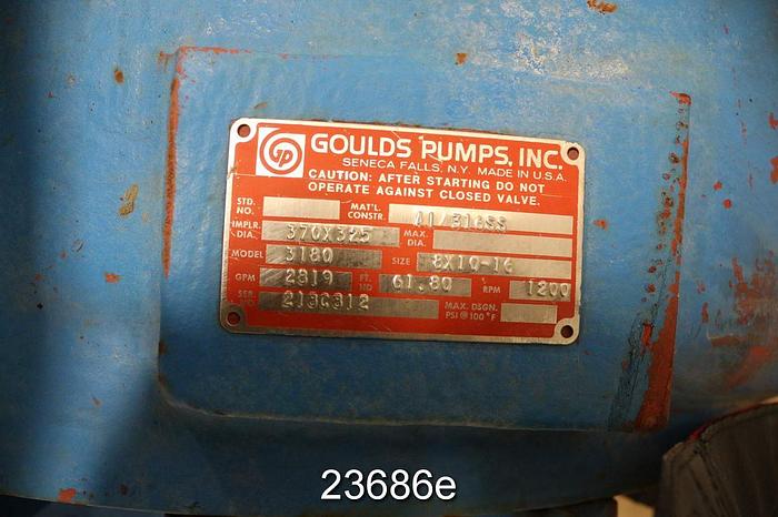 Used Goulds 3180L Pump, 8x10x16, 5-Vane Impeller, Ductile Iron Casing #23686