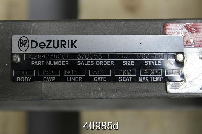 Unused Dezurik 10" Hand Operated Knife Gate Valve #40985