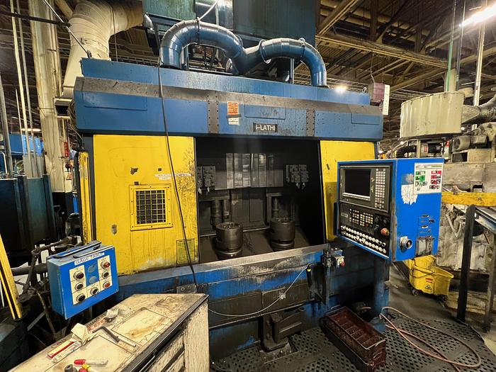 Used SAGINAW MACHINE SYSTEMS AC450MD-2 TWIN SPINDLE VERTICAL CNC LATHE