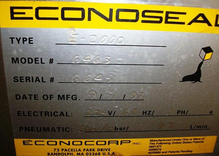 Used Cartoner, Econocorp, Mdl 6463, S/st, Horizontal, Glue, #C741347