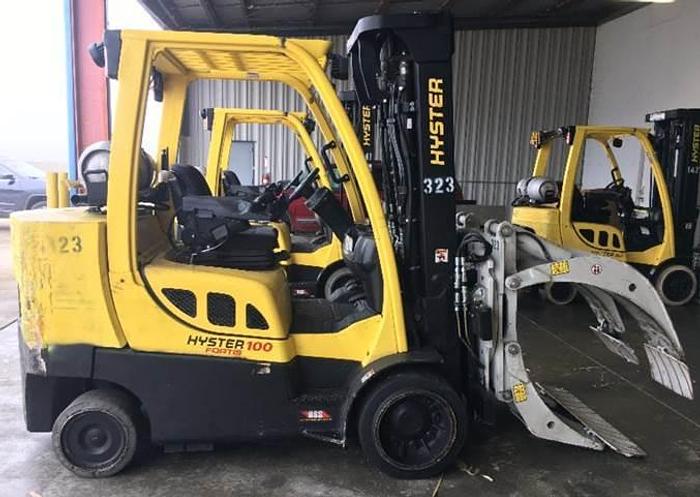 Used 10,000 POUND HYSTER MODEL S100FTBCS FORKLIFT WITH 75" DIAMETER CASCADE CLAMP