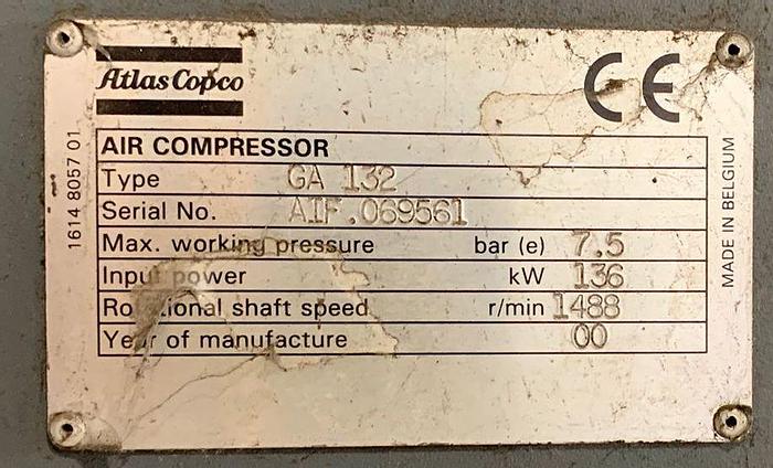 Used  ATLAS COPCO G136 Compressor (Us.) #4251