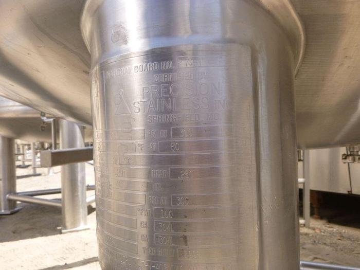 Used Reactor, 660 Gallon, 316L S/st, Jkt, 50 PSI, Precision A #S744207