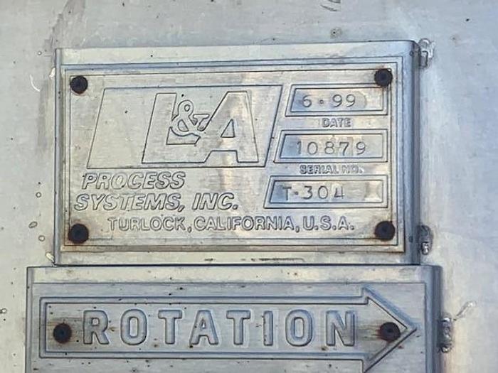 Used L&A Process System Inc 40 Ton Dual Coil Rotary Hot Break