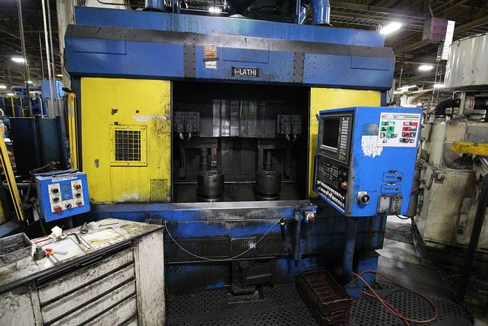 Used SAGINAW MACHINE SYSTEMS AC450MD-2 TWIN SPINDLE VERTICAL CNC LATHE