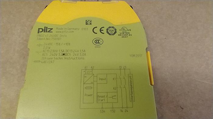 Used PILZ PNOZ S1 24VDC 2N/O , SAFETY RELAY, # 750101