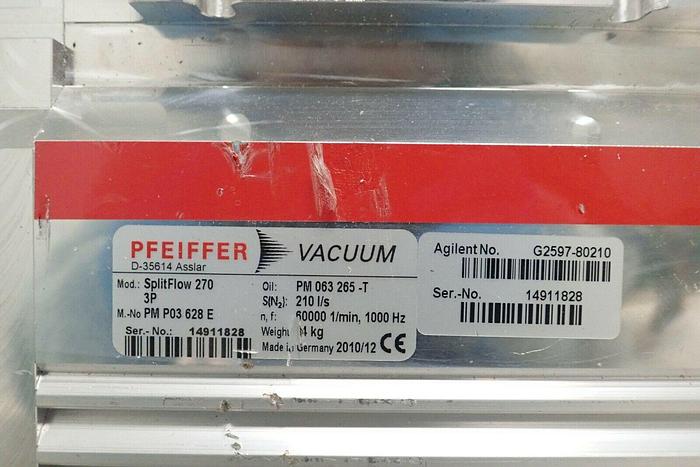 Used Pfeiffer SplitFlow 270 3P Agilent G2597-80210 Vacuum Pump with Controller TC 400
