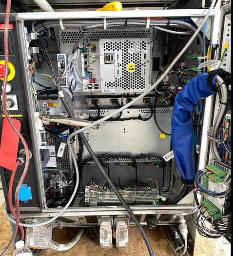 Used ABB IRB 2600-12/1.65 ROBOT WORK CELL CONSISTING OF 2 IRB 2600 ROBOTS RUNNING OFF OF 1 IRC5 CONTROLLER