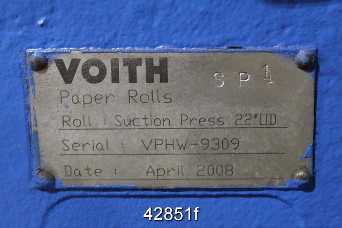 Refurbished Voith Suction Press Roll, 122" Drilled Face, 132.25" Whole Face #42851