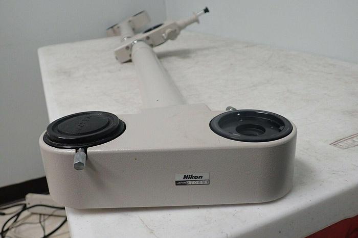 Used Nikon Dual-Head Teaching Microscope Extension Tubes w/ Beam Splitter, 2 Stands
