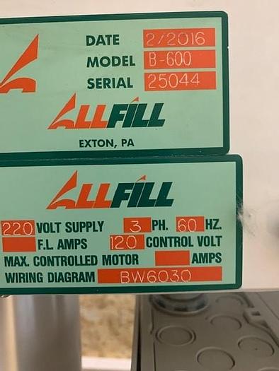 Used ALL FILL Semi Automatic - Single Head Auger Filler Model B-600