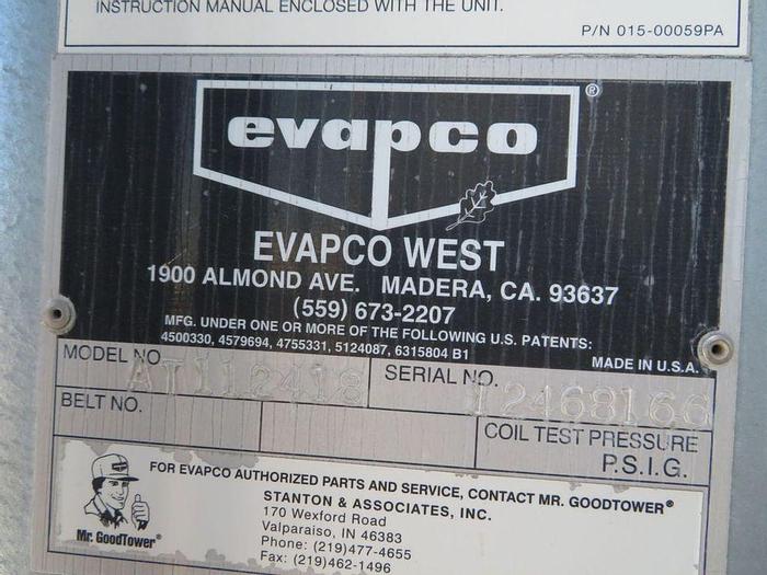 Used Refrig, Cooling Tower, 518 T, Evapco, S/ST, Mdl AT112-418, D #S743193