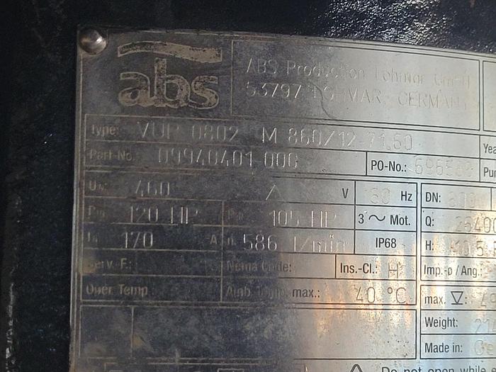 Used ABS SUBMERSIBLE PUMPS (2) - RECONDITIONED IN 2020 - 105 HP