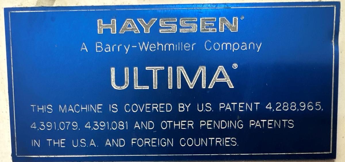 Used Used Hayssen Ultima Vertical Form Fill Sealer Model 1216-HR