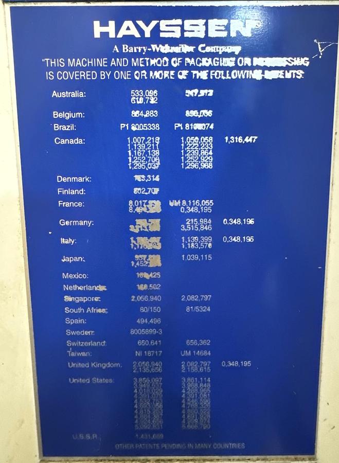 Used Used Hayssen Ultima Vertical Form Fill Sealer Model 1216-HR