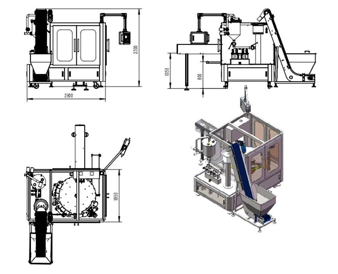 New Model XZ-4 Rotary Pre-Made Pouch Filling and Capping Machine