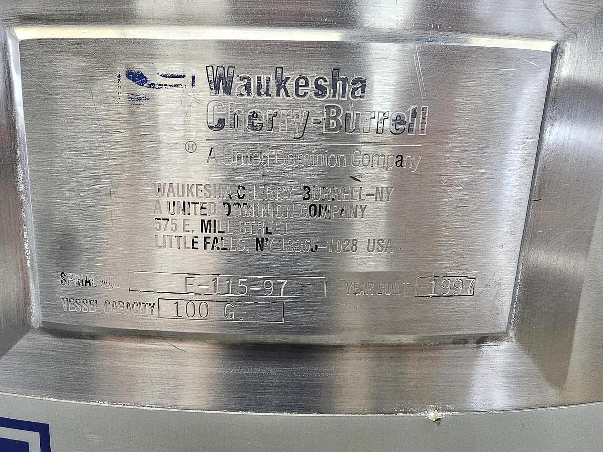 Used Used Cherry Burrell 100 Gallon Steam Jacketed 304 Stainless Steel Tank-Kettle