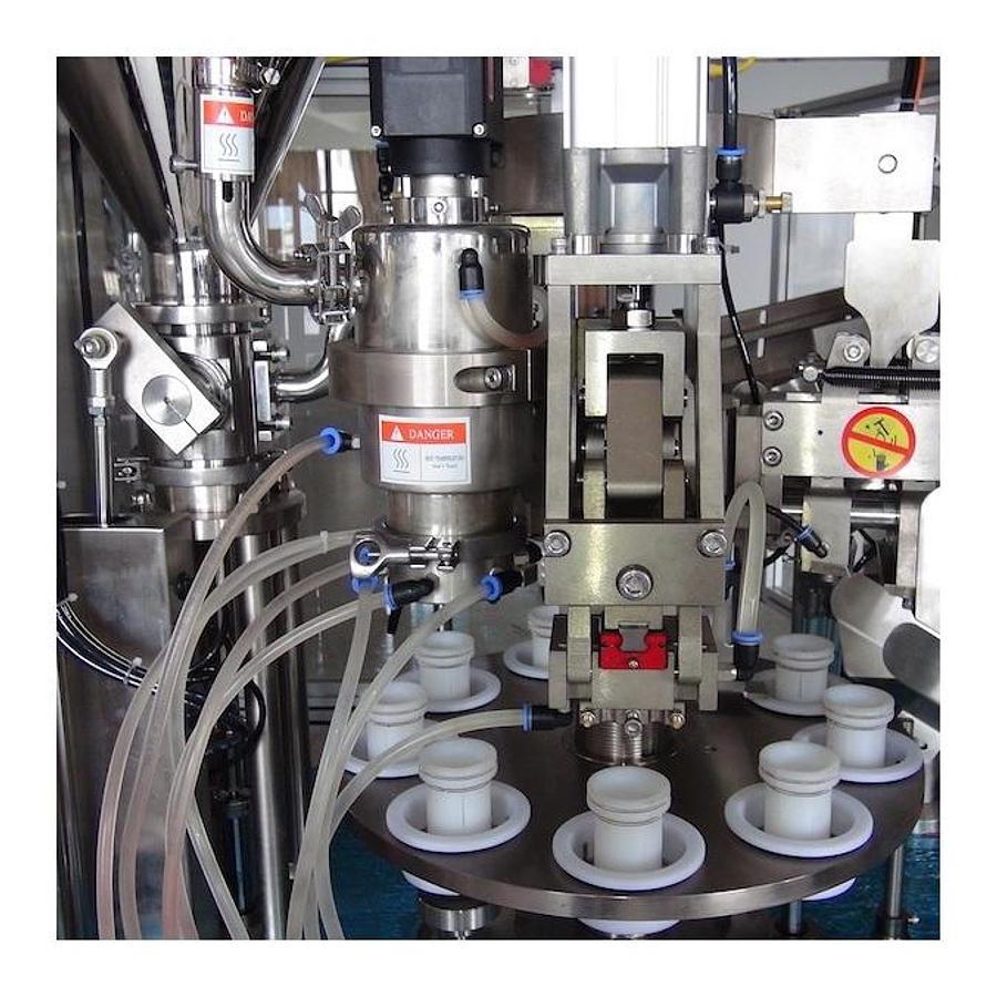 New Automatic 9 Station Rotary Hot Air Plastic Tube Fill & Seal Machine Model DFS-100