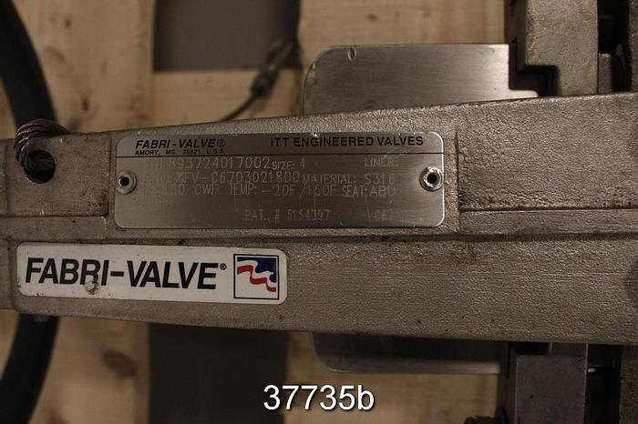 Used Fabri 4" Hand Operated Knife Gate Valve, C67 #37735