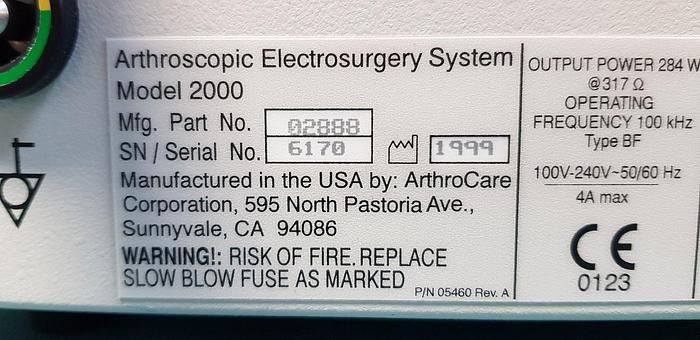Gebraucht Arthrocare System 2000 Arthroskopisches Elektrochirurgisches System mit Fußschalter