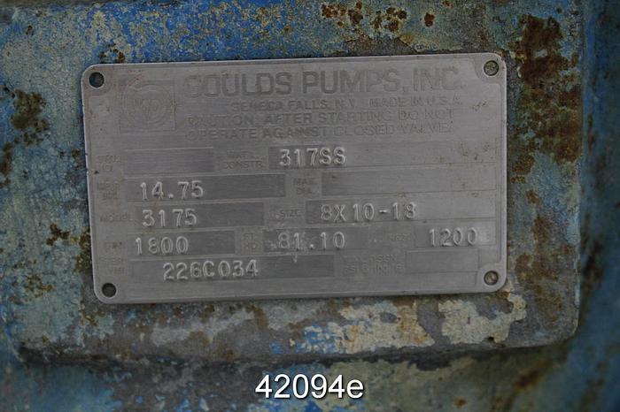 Used Goulds 3175 8x10x18 Pump, Stainless Steel Casing #42094