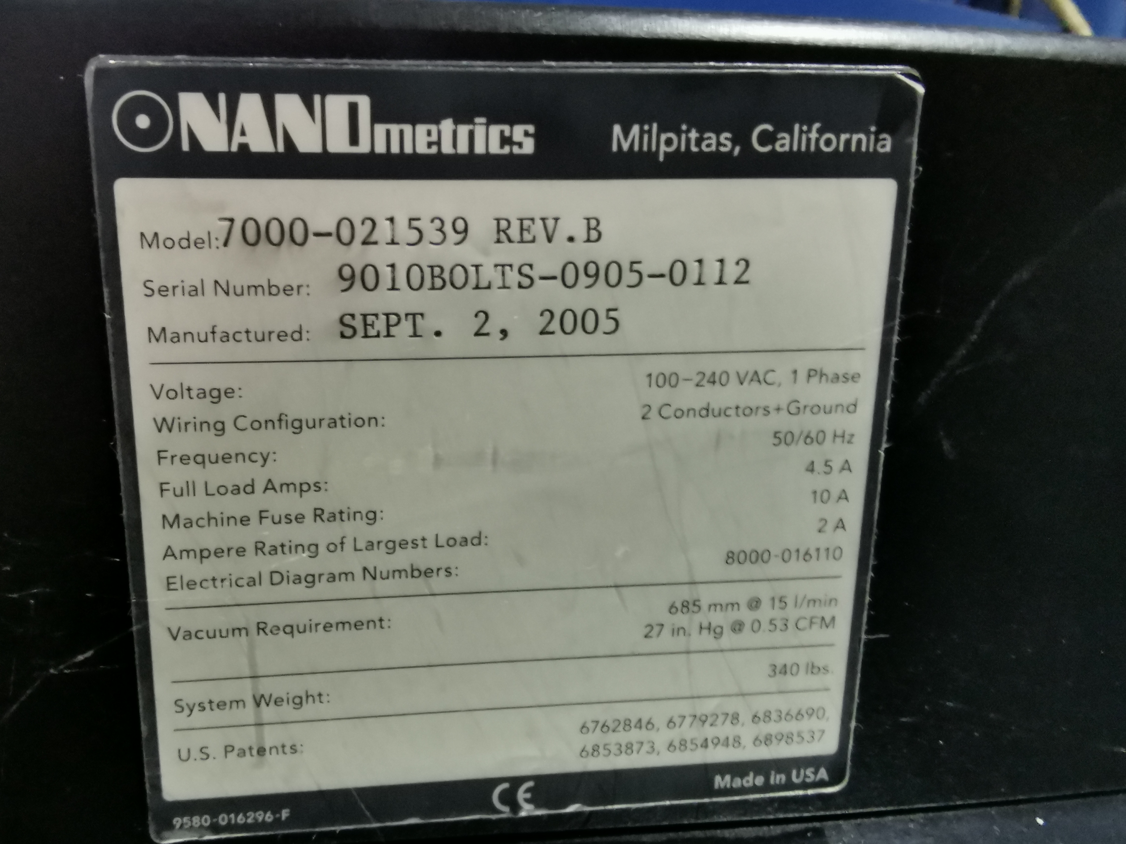 Used 2005 NANOMETRICS 7000