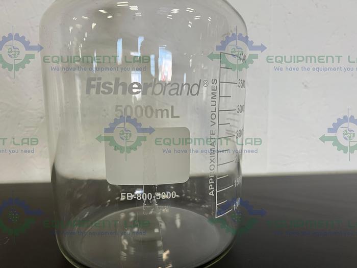 Used Fisherbrand  FB-800-5000 Reusable 5000 mL Glass Media Bottles with Cap