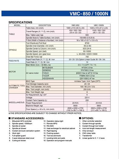 Used Takang VMC 1000N (With 4th Axis) -2005