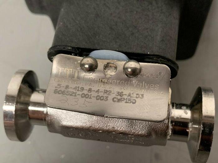 Used ITT Pure-Flo A303 Stainless Steel 2-Way Diaphragm Valve w/ 1" Sanitary Fittings
