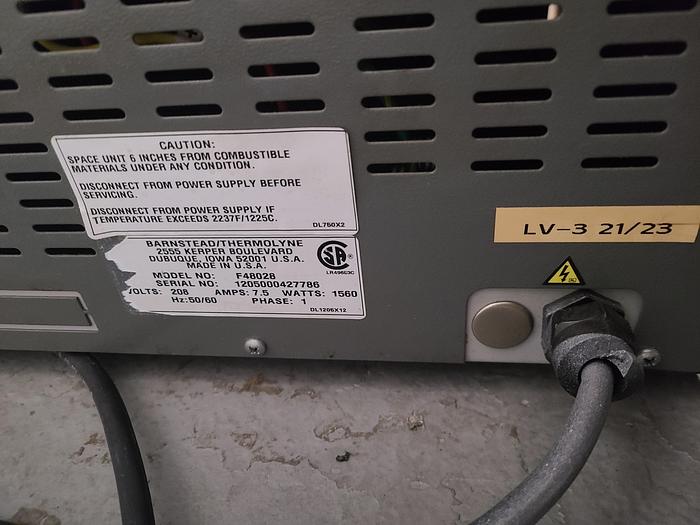 Used Barnstead/Thermolyne 4800 Heat Treating Furnace max temp 2200F