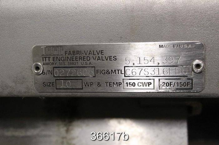 Used Fabri 10" Hand Operated Knife Gate Valve, C67S316FBU #36617