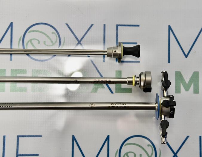 Used Olympus A22026A, A22040A, A22085A Outer Sheath 26 Fr, 24 Fr Inner Sheath and 24 Fr Deflecting Obturator