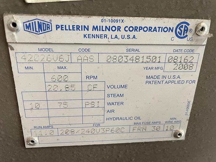 Used 2008 MILNOR 140LB WASHER