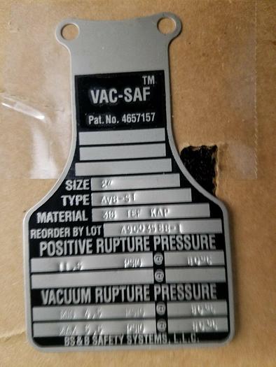 Sani-Matic Vac-Saf AVB 2" Rupture Disk Medical Pharmaceutical NEW IN BOX