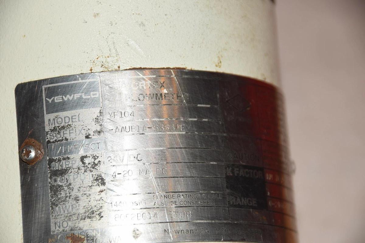 Used YOKOGAWA YEWFLO YF104-AAUB1A-5353*E USG 24VDC 0-21000.00 VORTEX FLOWMETER