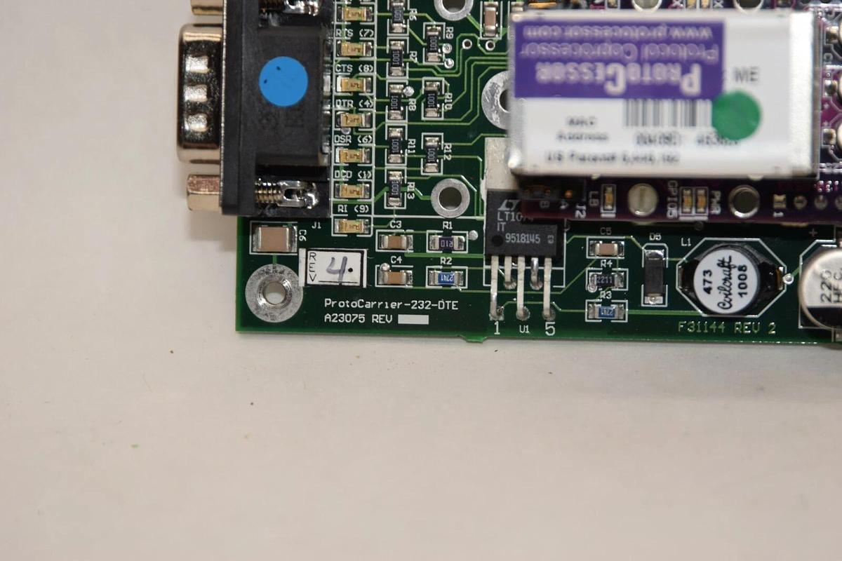 Used PROTOCARRIER 232-DTE A23075 F31144 Rev 2 AF-M1 94V-0 PC Board