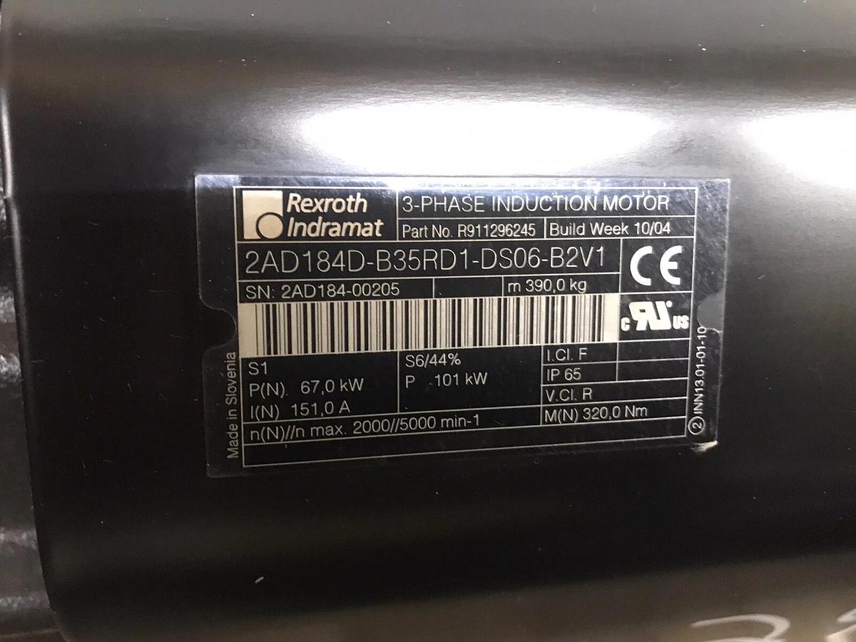 Rexroth 3PH Induction Motor 2AD184D-B35RD1-DS06–B2V1 101kva R911296245 Indramat