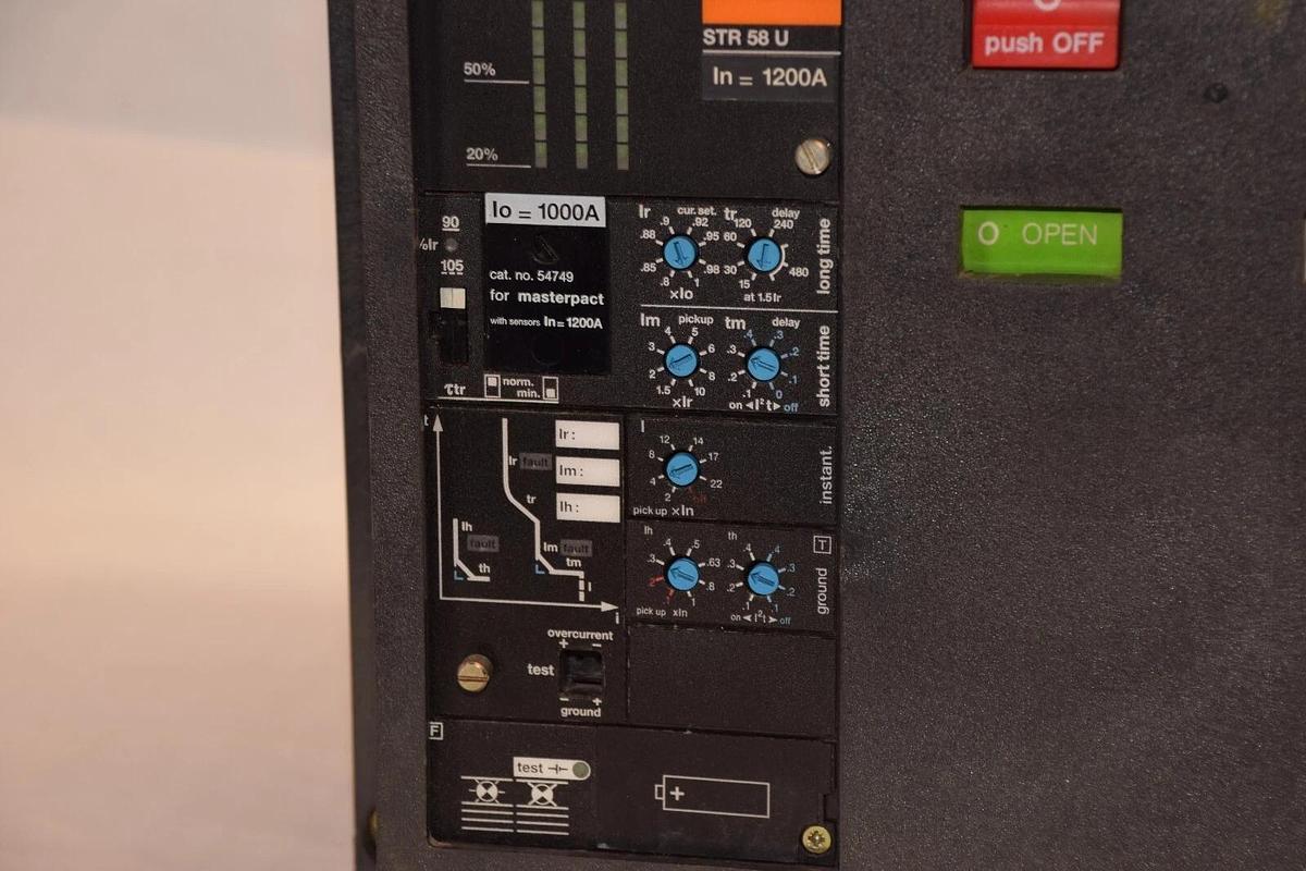 Used Merlin Gerin, Square D, Masterpact MP12H1 STR58U Trip 54750 3p 600v 1200A