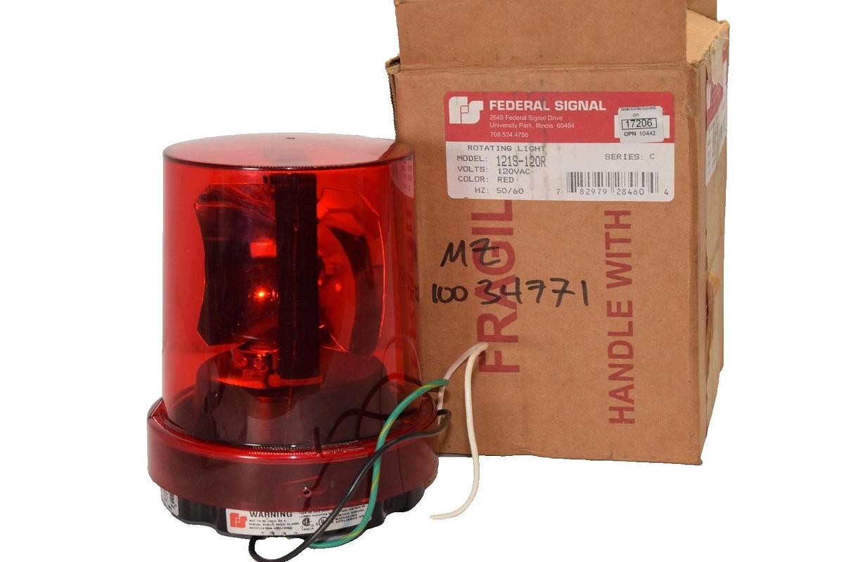 Federal Signal Red Rotating Light 121S-120R  121S120R 120Vac (New)